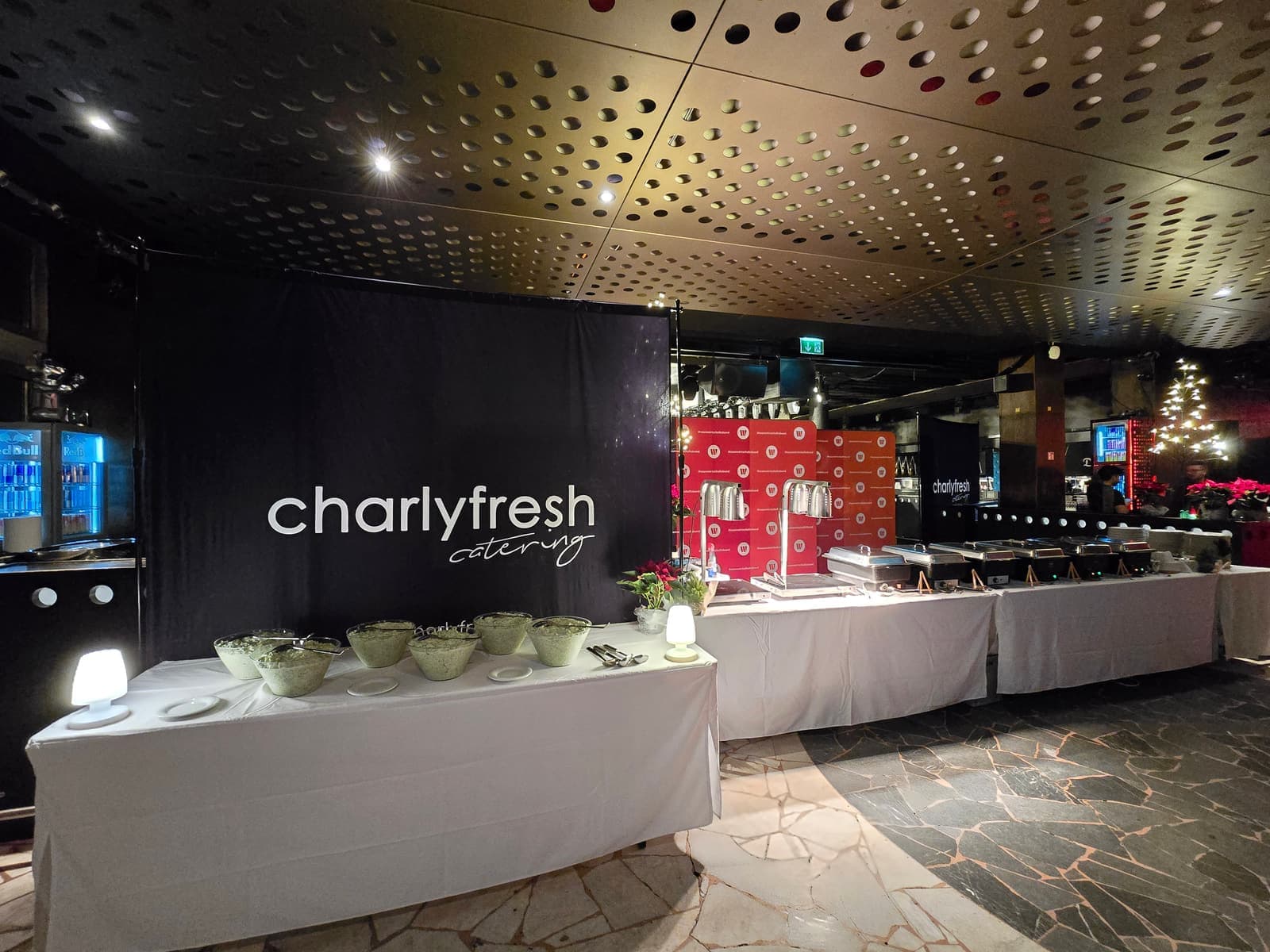 charlyfresh Catering-Station bei einer Weihnachtsfeier in Wien